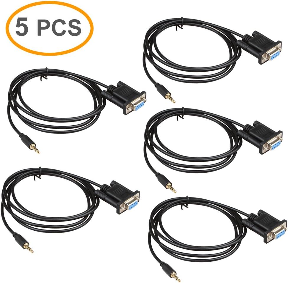 SHARPALIN 5 Pack 5 Feet DB9 Female to Audio DC3.5mm Serial Cable (5PCS DB9 Female to 3.5mm)