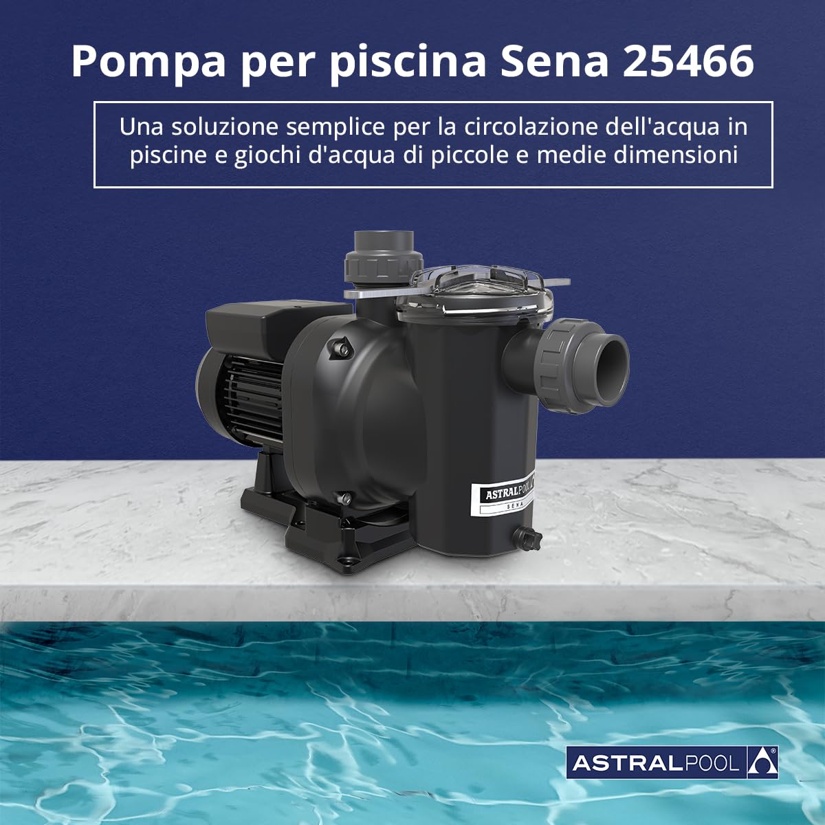 Pompa per piscina Sena 2 cv - Pompa Trifase per Acqua - Compatta e autoadescante - Capacità (l/h): 11.800 - Astralpool
