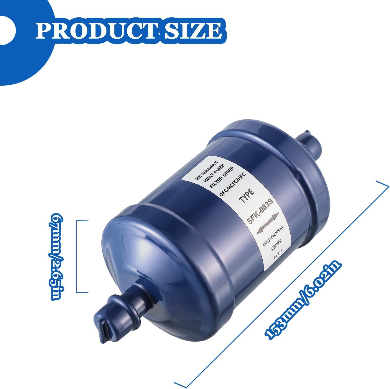 BOJACK Refrigerant Filter Drier Bi-Flow Liquid Line SFK-083S 3/8" Sweat filter dryer for refrigeration for CFC HCFC HFC Heat Pump or Straight Cool Air Conditioners Systems from 1 to 5 Tons image 2