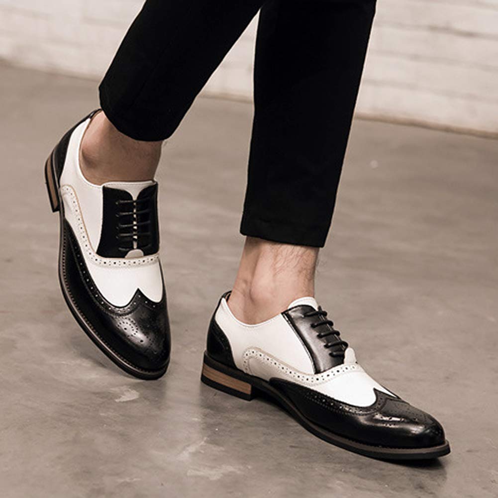 Scarpe Stringate Brouge Uomo Bicolori Ufficio Affari Casual Abito Formale Festa di Nozze Scarpe Oxfords