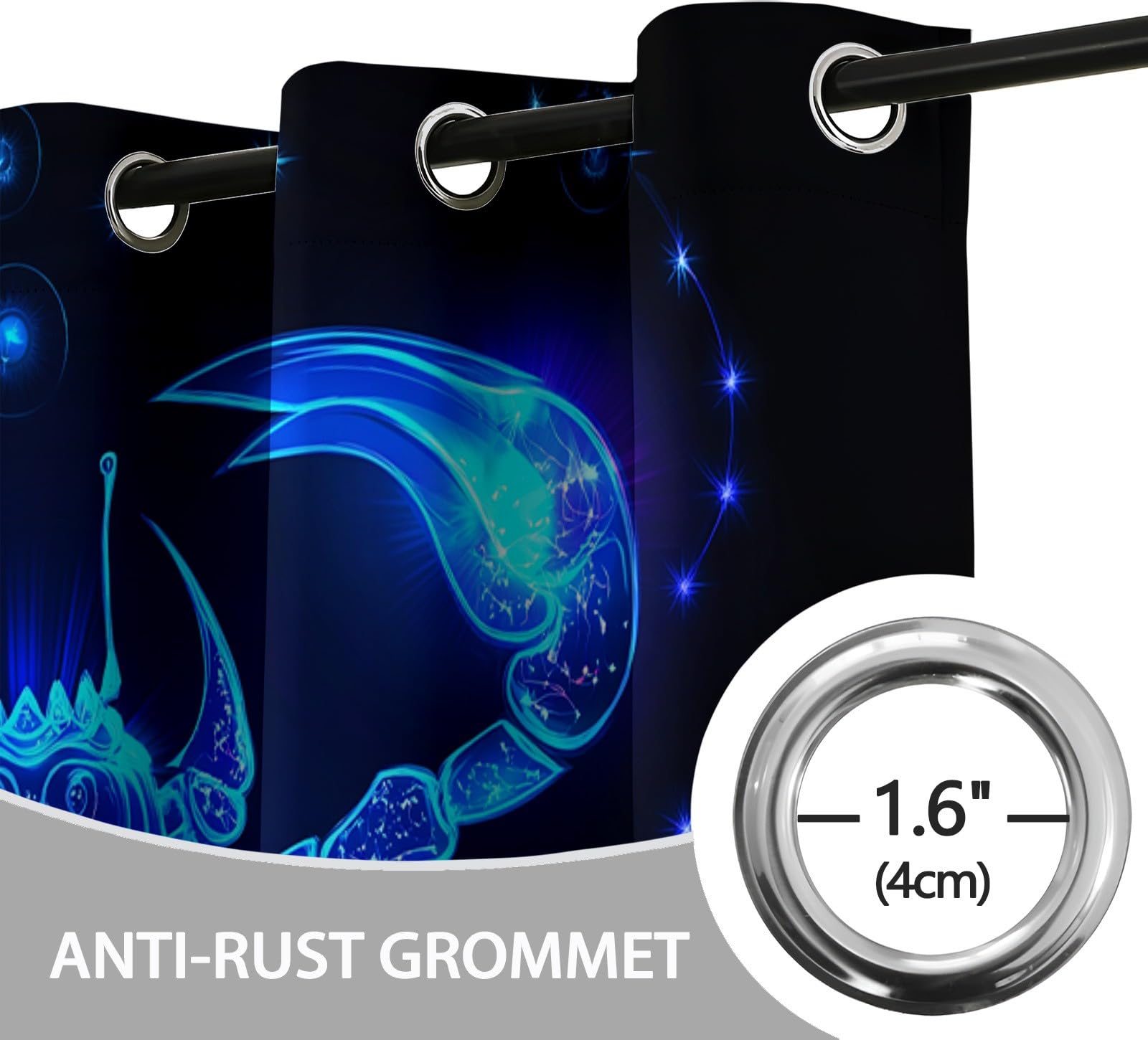 Tende Oscuranti Termiche Isolanti Costellazione Galassia Blu, Nero Tenda Soggiorno Oscurante per Interni 2 Pannelli 117x138 cm, Riduzione Rumore Insonorizzata Tendaggi Camera da Letto