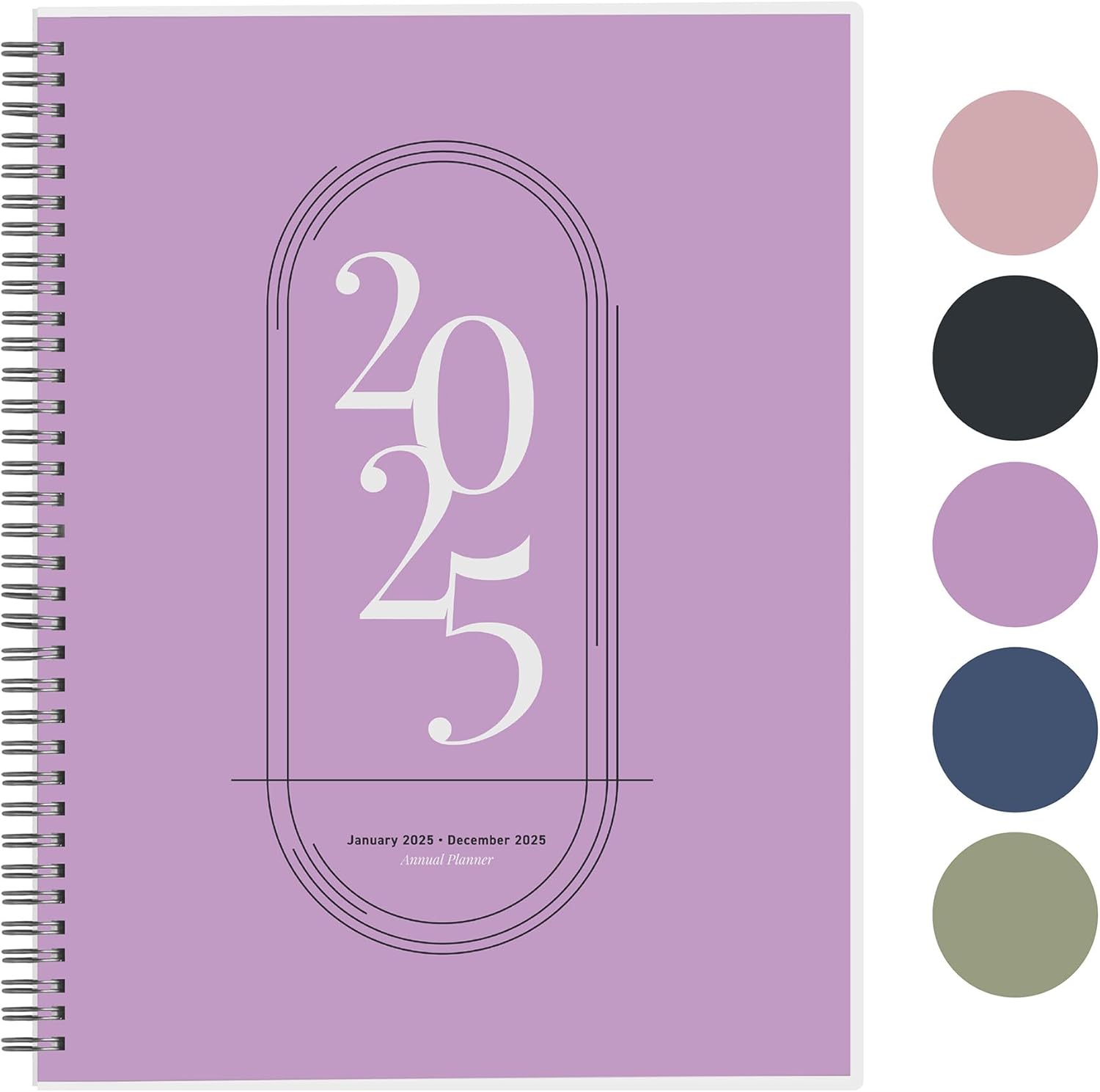 Rileys 2025 Weekly Planner – Annual Weekly & Monthly Agenda Planner, Jan – Dec 2025, Flexible Cover, Notes Pages, Twin-Wire Binding (8.5 x 11-Inches, Lilac)