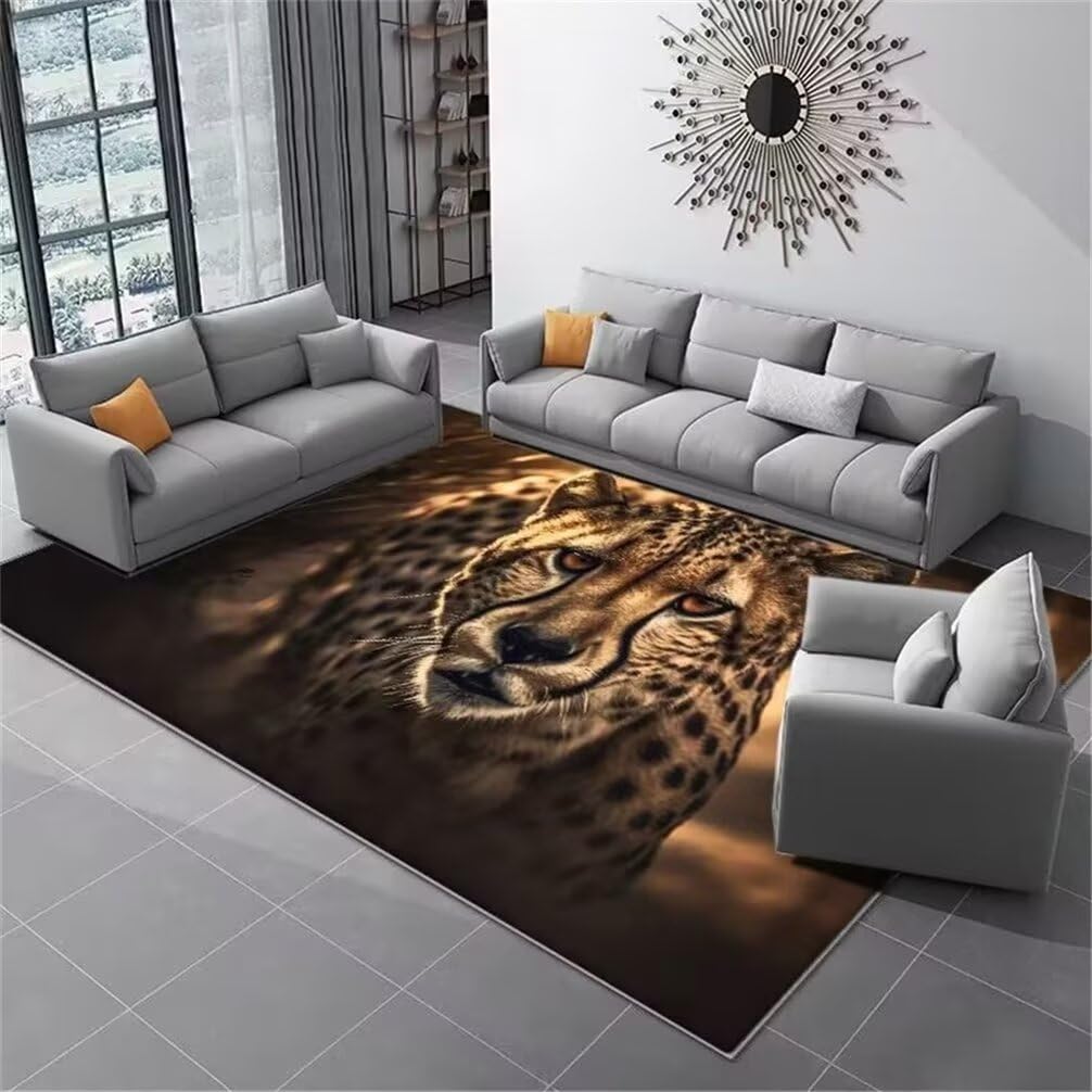 Tapis sol enfant 200x250CM marron aux motifs d'animaux 3D