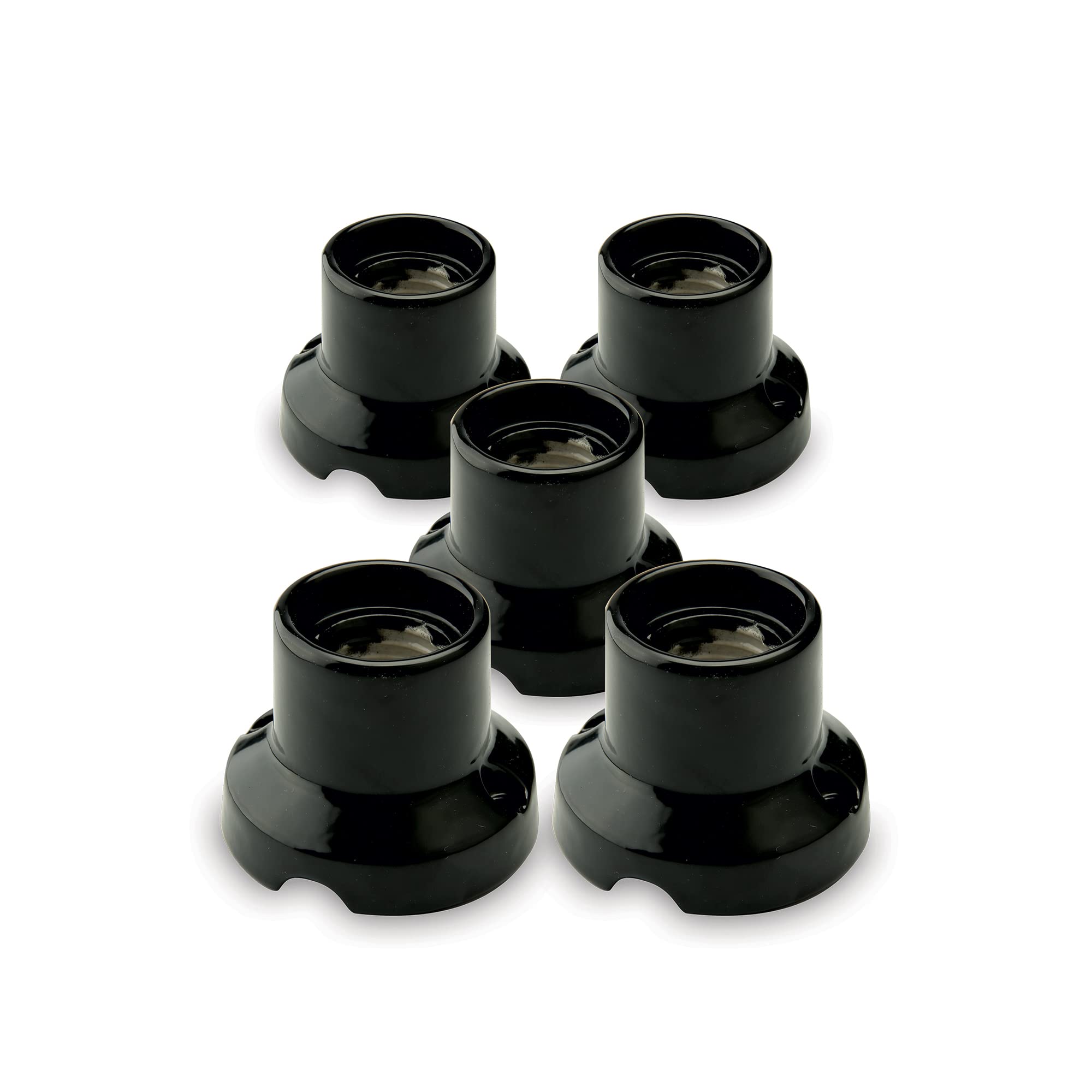 AMARCORDS - 5 Lampholder in Porcelain, E27 Fitting, Vintage Color lamp Holder Base Black