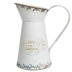 Yoillione Jarrón de Metal, jarrón Blanco Estilo rústico, jarrón rústico, rústico, Estilo rústico, Vintage, jarrón galvanizado, jarrón de Granja, jarrón, decoración de Granja