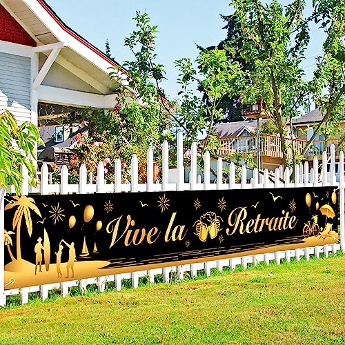 DPKOW Vive la Retraite Bannière pour Fête Retirement Décoration, 270 * 35cm