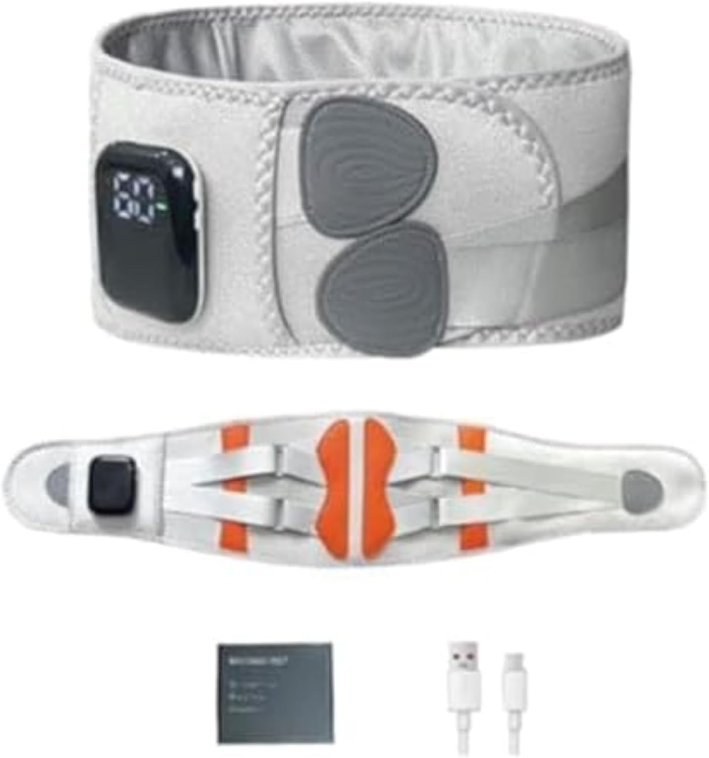 Heated Waist Massager Belt, Cordless Infrared Heating Pad Waist Warmer Massager, Rechargeable Multi-Functional Relaxing Lumbar Massage Device (White)