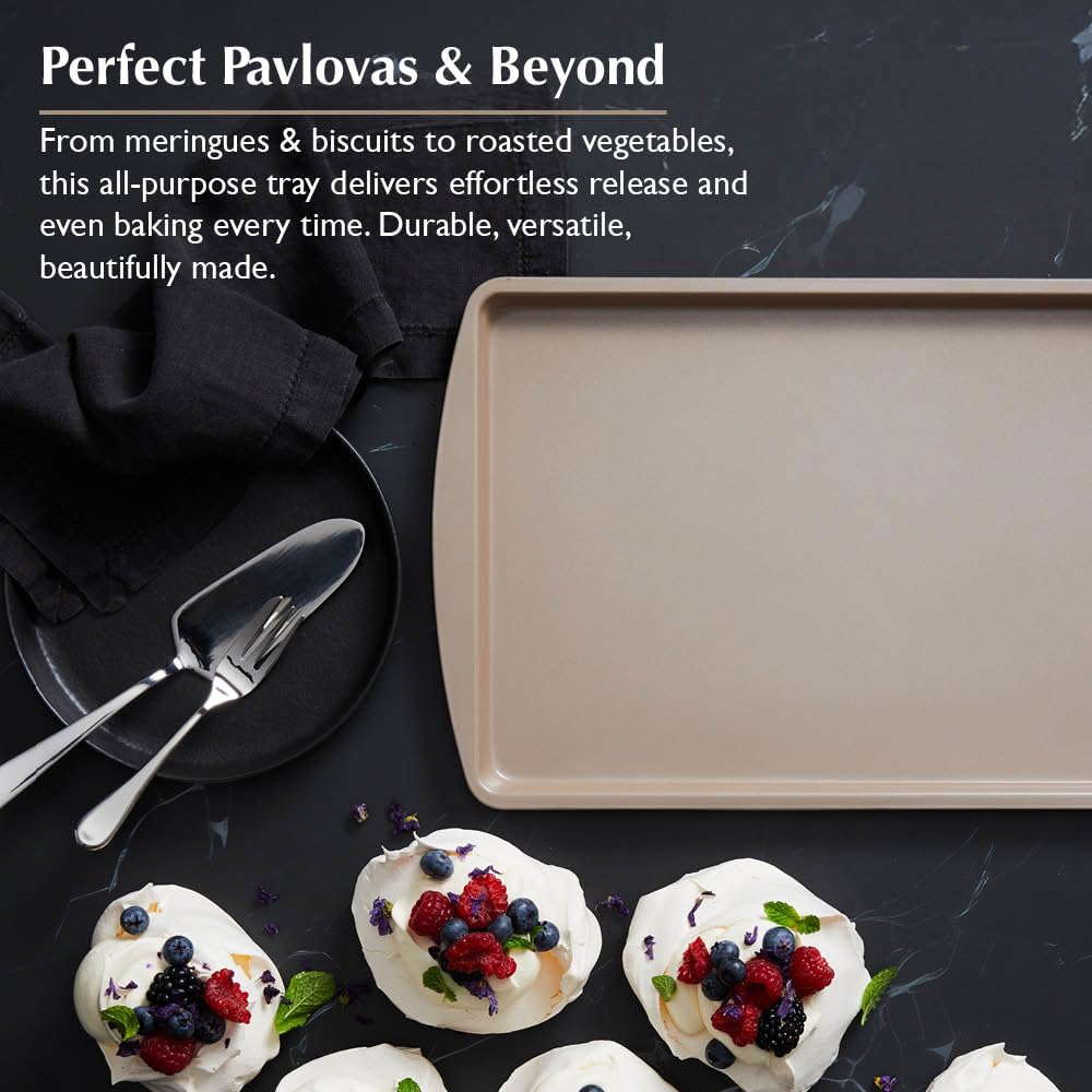 Stanley Rogers Ceramabake - Teglia da forno 39 x 26 x 1,5 cm, in ceramica, antiaderente, per cuocere senza PFAS, PTFE, PFOS, PFOA, cadmio e piombo, biscotti, pavlovas e cottura quotidiana