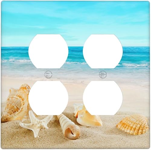 Miniatura 21 de Cubierta para interruptor de luz, placas de pared de conchas marinas en la playa, palanca individual de 1 banda, 4.5 x 2.76 pulgadas, 1 paquete