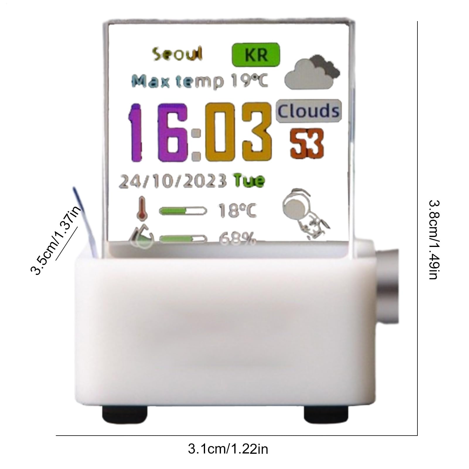 Cubo Holográfico con WiFi Pequeña Estación Meteorológica Hora Digital | WiFi Álbum De Fotos Animación GIF Transparente Para Decoración Del Hogar Y Regalos Para Calcetines Navideños