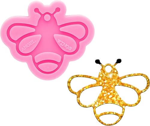 Molde de resina epoxi brillante brillante de abeja de silicona, molde de silicona para insectos de dibujos animados, resina epoxi artesanal, moldes