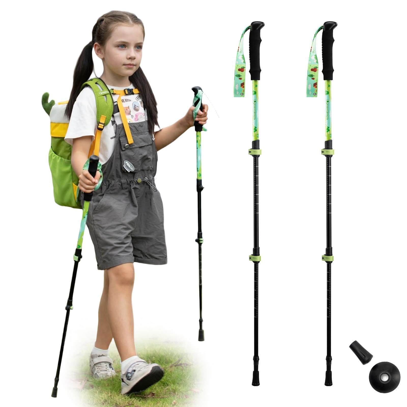 2 Pezzi Bastoni da Trekking per Bambini Pieghevoli in Alluminio | Regolabile 51-100cm, con Manico in Eva, Bastoncini Telescopici Leggero, Bastoncini da Trekking per Montagna Escursioni