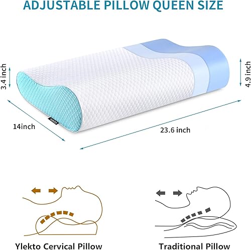 Miniatura 3 de Almohadas de espuma viscoelástica Ylekto para el cuello, almohada para la cama para dormir, almohada cervical ergonómica de contorno para personas