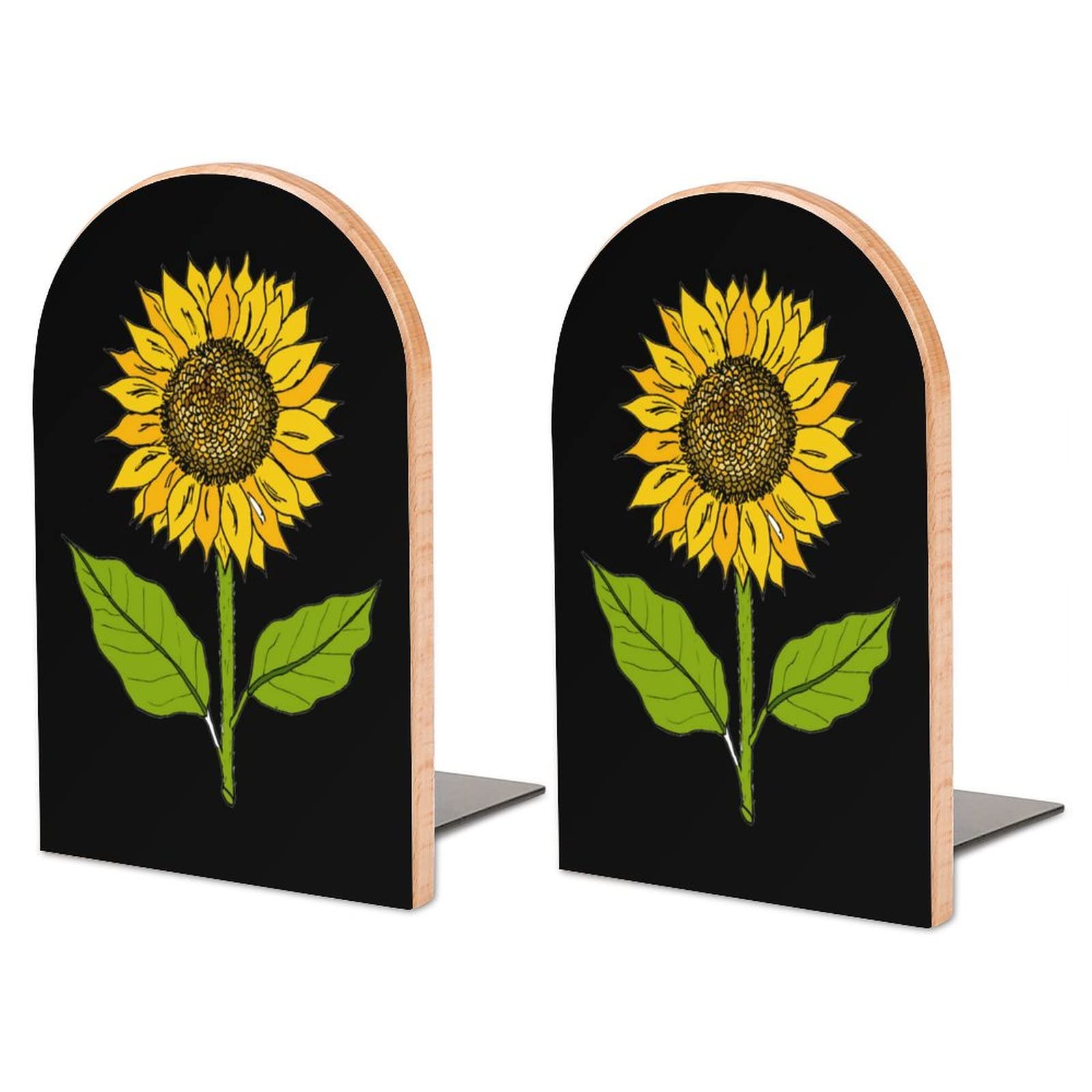 Sunflower Bookends Heavy Duty Book Stand 1 Pair for Home Office Shelves Decorative