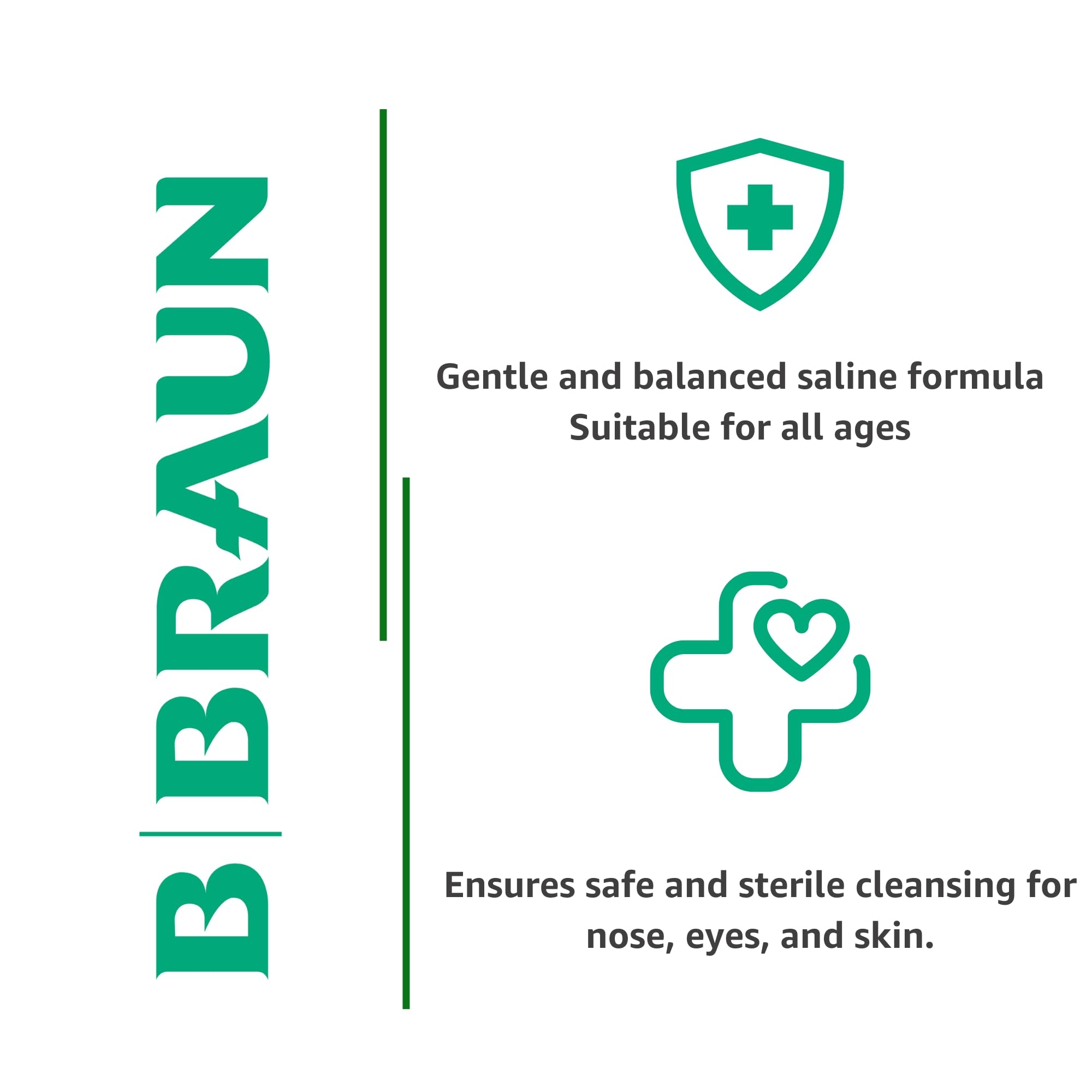 B.Braun 10 x 500 ml NaCl 0,9% Solución fisiológica isotónica 0,9 solución salina para limpieza de heridas para bebés, solución salina para lavado nasal