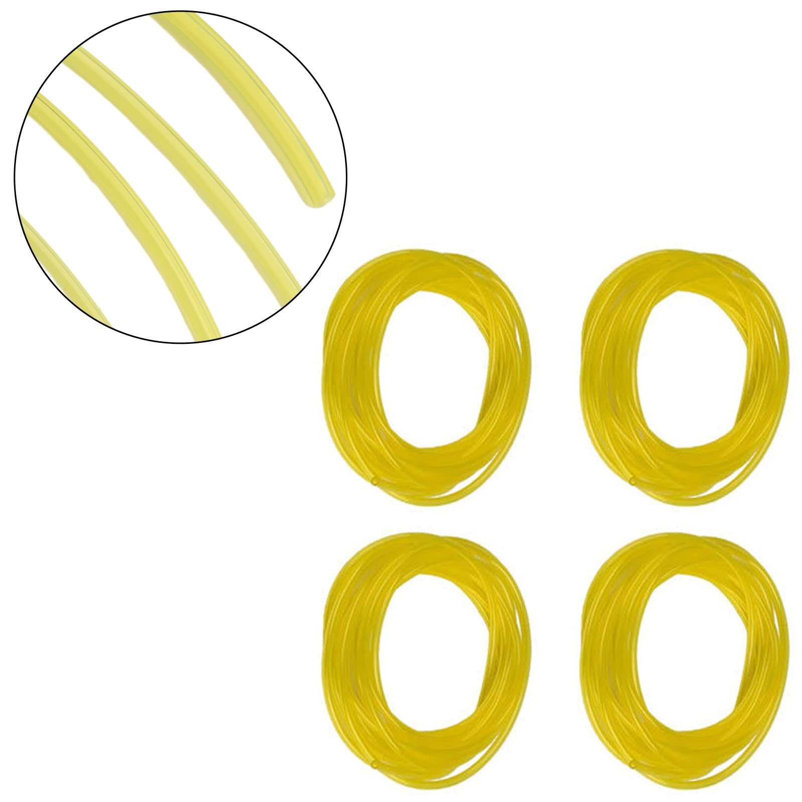 FACAIIO Juego de mangueras de línea de Combustible para Motosierra y Cuerda, 4 tamaños (2 x 3,5 mm/2,5 x 5 mm/3 x 5 mm/3 x 6 mm), 1 m Cada uno, Tubo de plástico Amarillo, para Herramientas de jardín