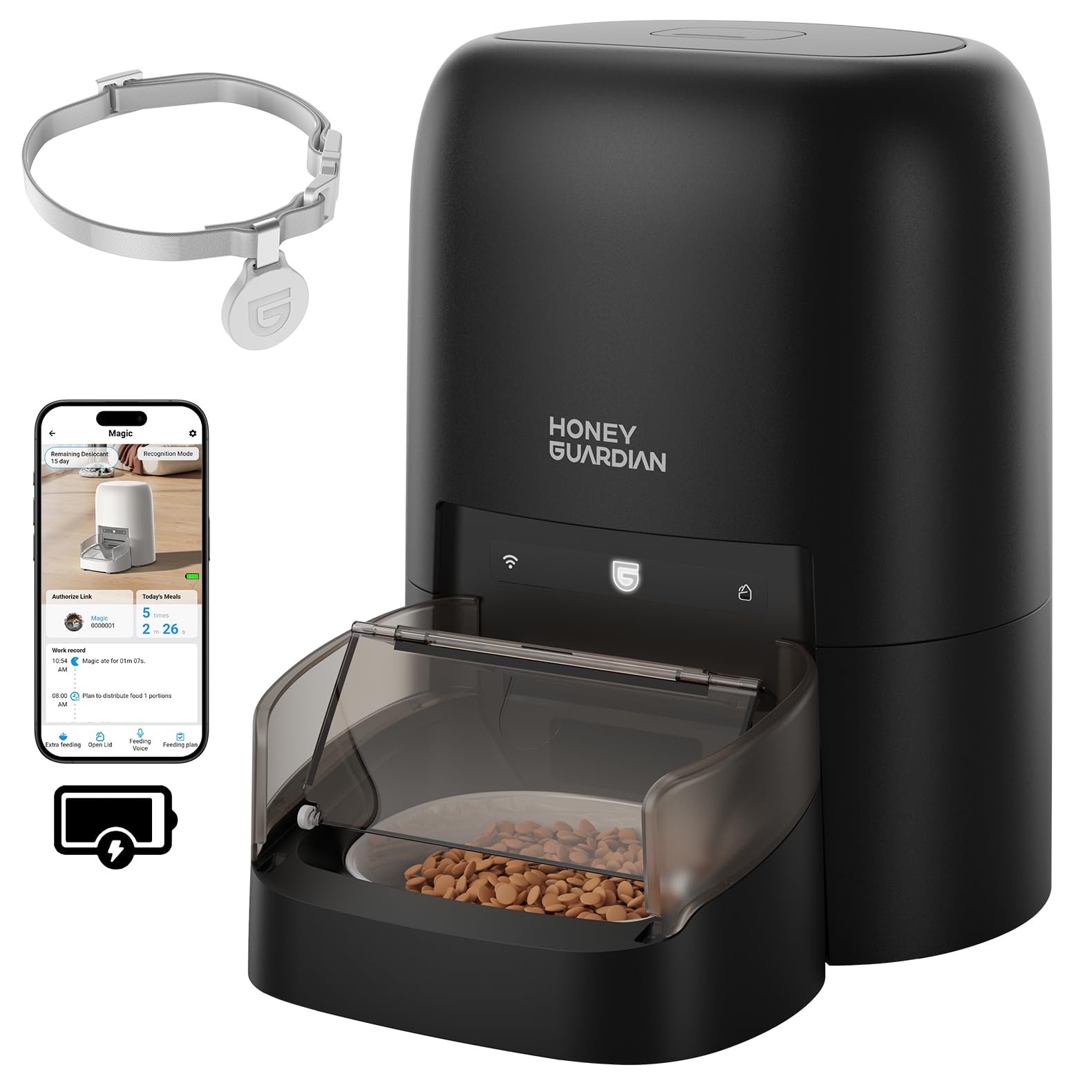 RFID Automatic Cat Feeder with Collar Tag-Activated Personalized Meal, 4.6L 5G WiFi APP C…