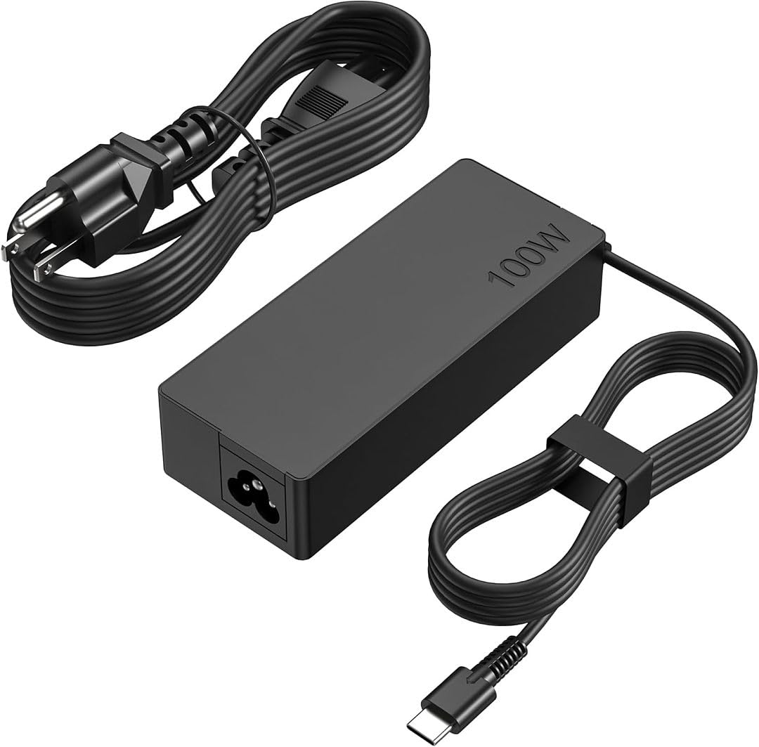 Cargador USB C para laptop de 100 W con cable de 9 pies, adaptador de corriente rápido tipo C universal para MacBook Pro/Air, HP, Dell, Lenovo, ASUS, iPad Pro, teléfonos y tabletas Android - Bloque de