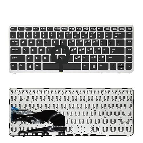 ZGGOZDH Teclado para portátil HP EliteBook 840, 850, 740, 750 G1, G2 y 745(NO Backlit Silver)