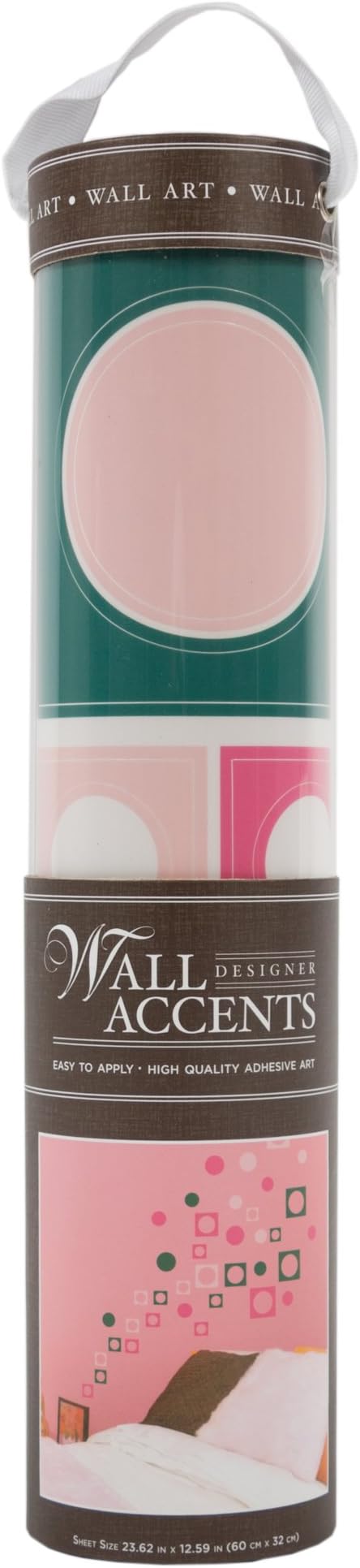 DCWVDie Cuts With A View Regular Peel & Stick Wall Art, Deco Squares & Circles Teal/Pink/Light Pink