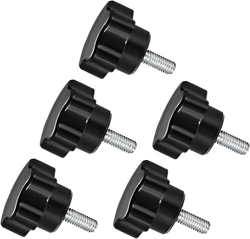 Perillas de sujeción de estrella, rosca macho M6 x 0.394 pulgadas, cabeza de 1.220 in, mango de tornillo de pulgar de plástico, perno roscado negro