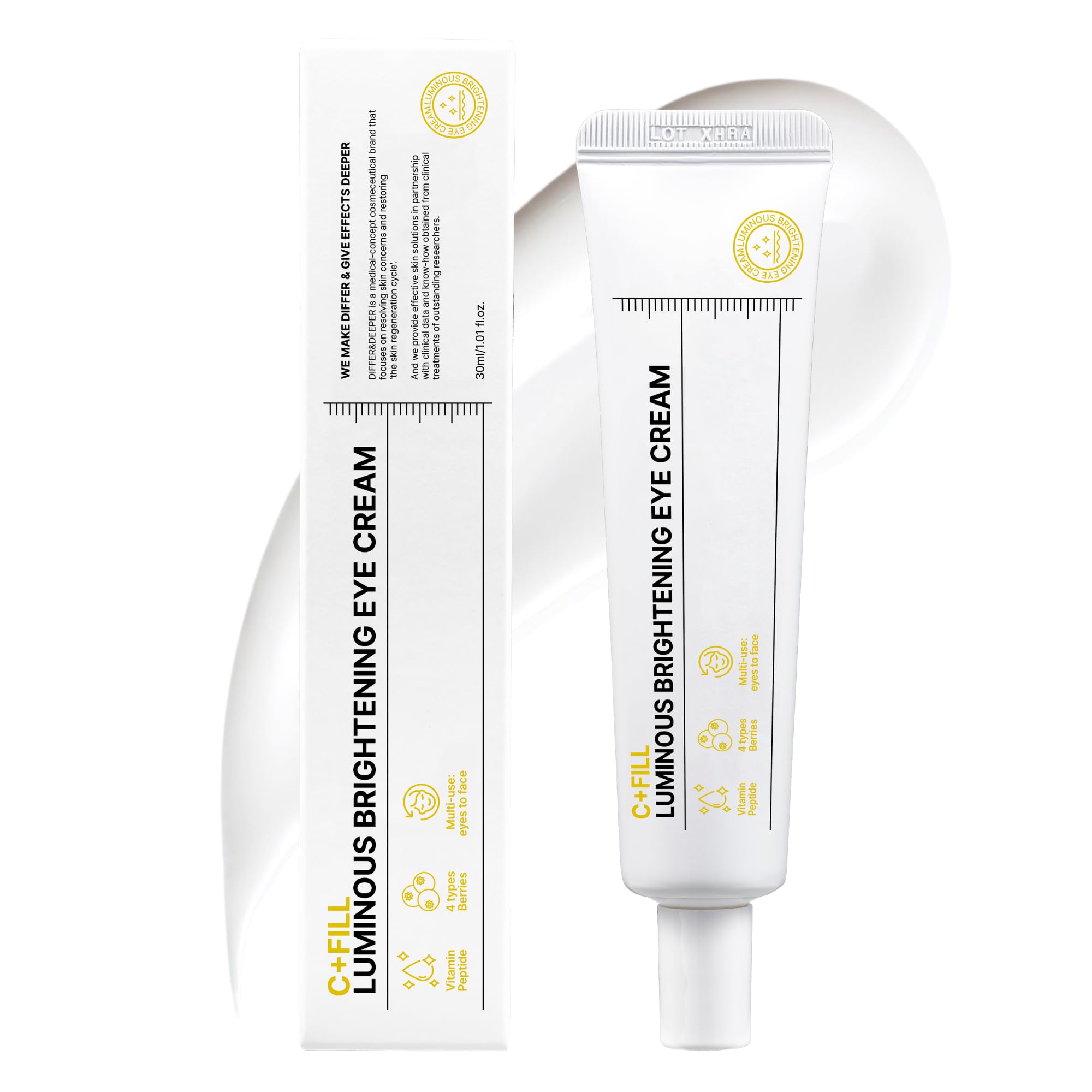 Differ & Deeper Luminous Brightening Eye Cream Eye Moisturizer for Dullness, Dark Circles & Radiant-Looking Skin | K-Beauty Skincare (30ml)