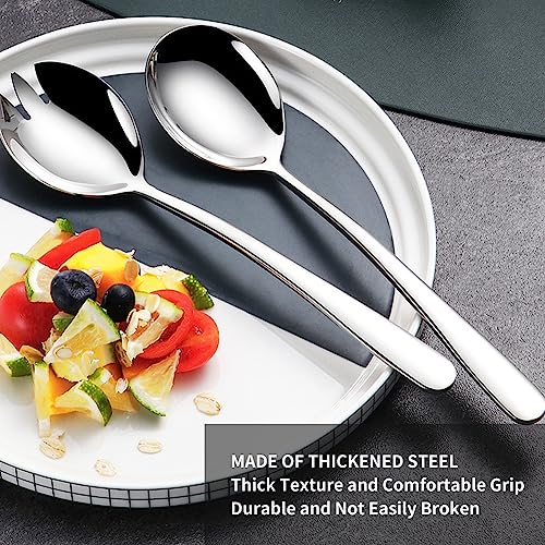 Foto von QEEROYO 4 Stück Salatbesteck Edelstahl, Salat Besteck, Salatbesteck, Servierbesteck, Göffel Edelstahl, Salatbesteck Set aus Edelstahl, Salatgabeln aus Edelstahl, Salatgabel, Servierlöffel, 19.5x4.6cm