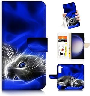 for Samsung A14,for Samsung Galaxy A14 5G, Designed Flip Wallet Phone Case Cover, A8205 Blue Kitten Cat 8205