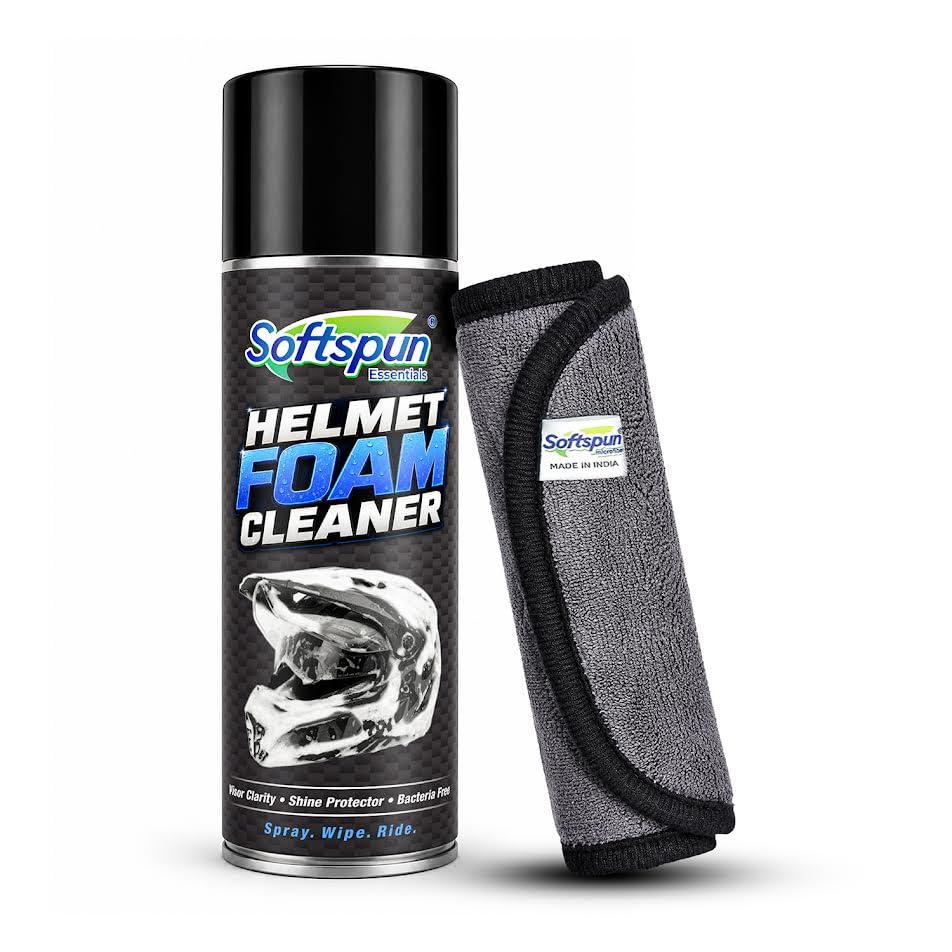 SOFTSPUN Essentials Helmet Cleaner Foam Spray 400ml | Removes Dirt, Dust, Bugs & Road Grime | Safe for Helmet Visor, Shell & Interior | Streak-Free Shine | Quick Dry Formula-picture-14