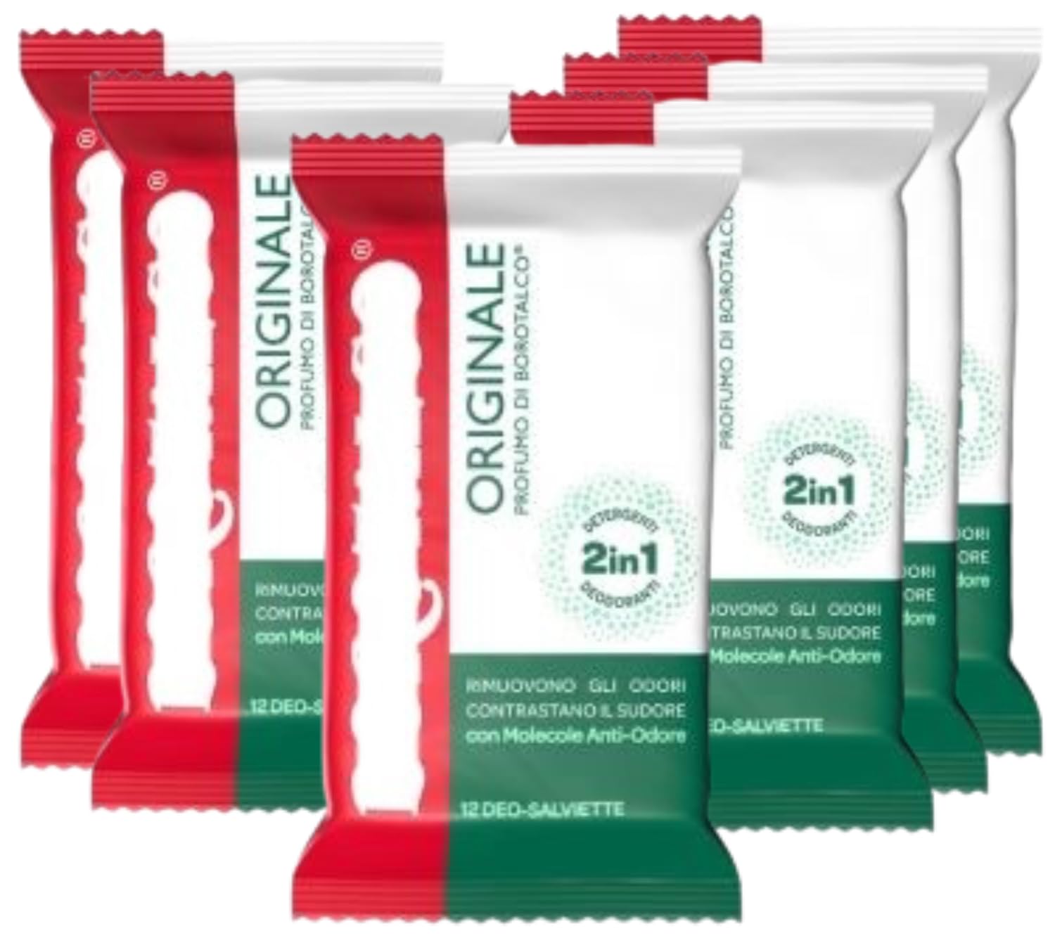 Salviette Deodoranti e Detergenti con Molecole Anti-Odore, Deo-Salviette 2in1, Formula Anti-Macchia, Efficacia 48h, Confezione da 12 Pezzi (72 Salviette, 6 Confezioni)