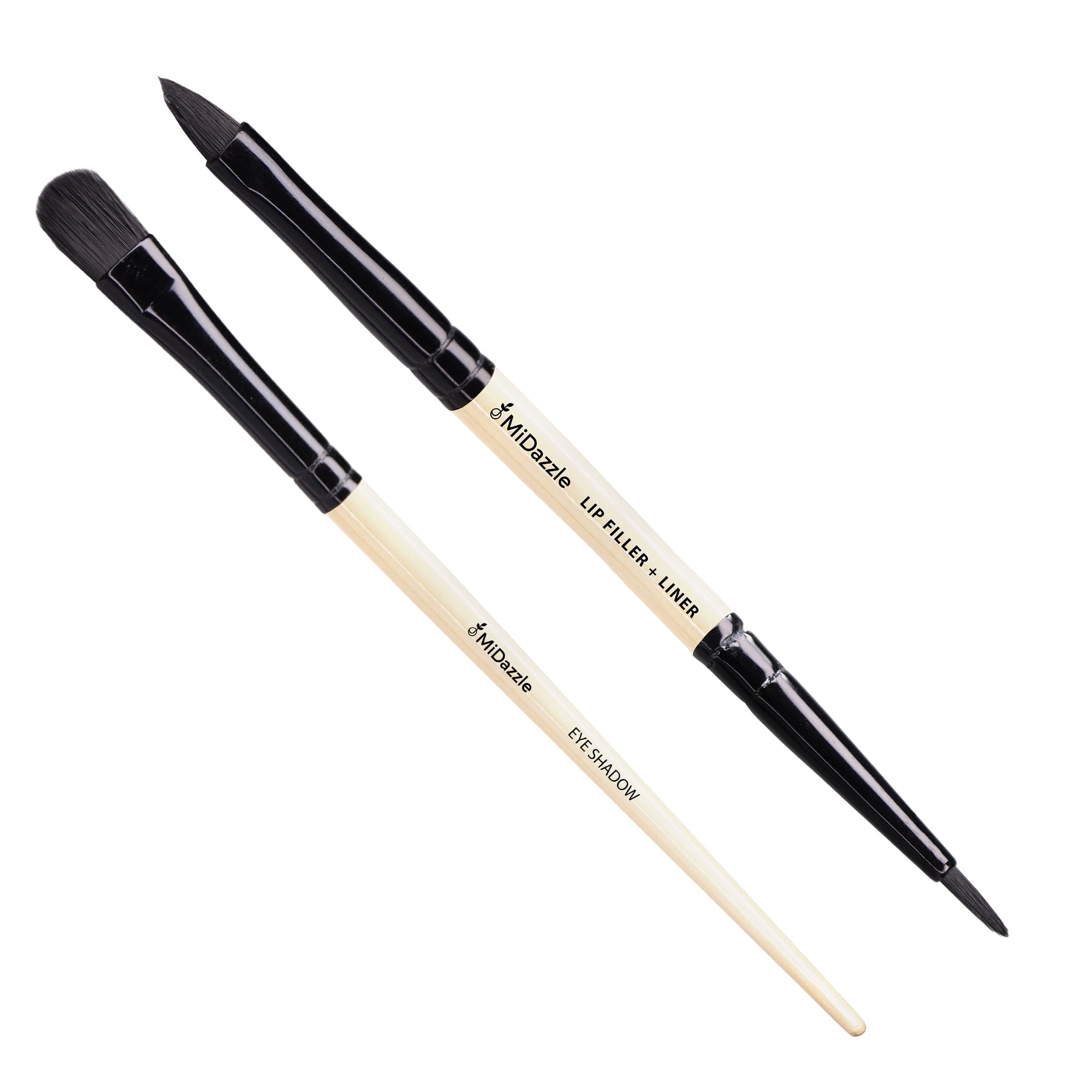 Midazzle Premium Wooden Eye Shadow Brush with Premium Wooden 2 In 1 Lip Filler and Lip Liner Brush Makeup Brush for Makeup Beauty with Smooth Soft Hair Bristles Natural Handle Grip - Set of 2-image-24