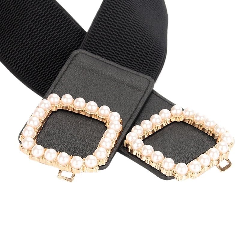Waist Belt for Women with Wide Waistband Decoration Elastic Pearls Matching Skirts Dresses Versatile Belts2