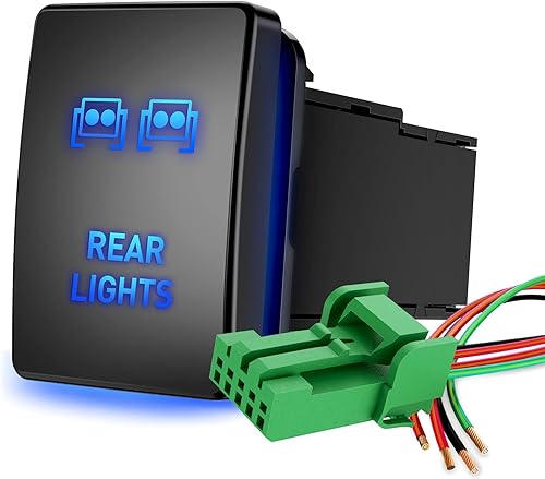 Nilight Interruptor de botón de presión para luces traseras 12V ENCENDIDO Apagado con kit de cable conector 1.28" x 0.87" Reemplazo para Toyota