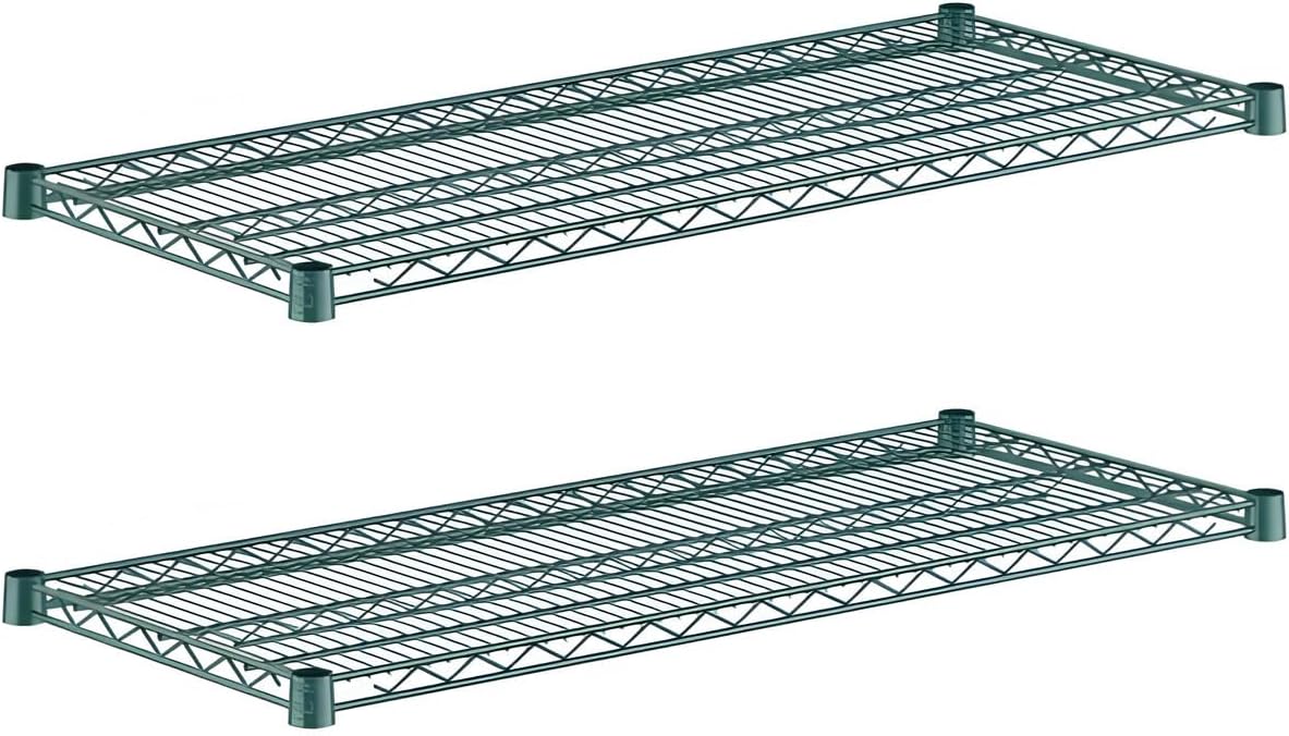 (2-Pack 18" x 48") Green Epoxy Additional Heavy Duty Shelving, Wire Shelf for Shelving Units, NSF Replacement Shelves for Wire Rack