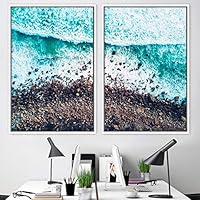 2 Piece Framed Canvas Wall Art Coastal Scenery Canvas Prints Home Artwork Decoration for Living Room,Bedroom - 16