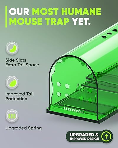Miniatura 2 de Motel Mouse Humane - Trampas para ratones que no matan, atrapan y liberan, paquete de 4 unidades, reutilizables, fáciles de usar y limpiar, sin