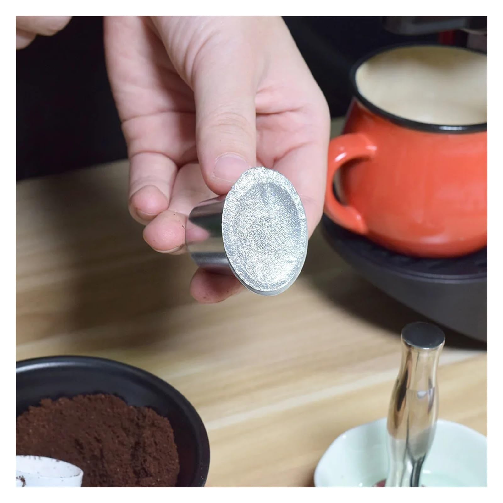 Cápsula de café recargable con película adhesiva, rellenable, de acero inoxidable, autoadhesiva, de aluminio, for tapa de cafetera.