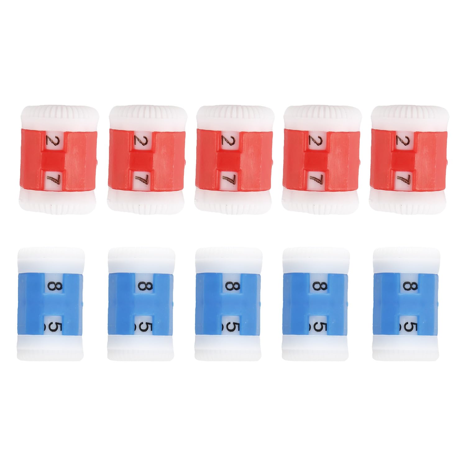 Wellrun Blue&Red 10Pcs Knitting Row Counter,Plastic Stitch & Row Counters,Portable Knitting & Crochet Accessories For Sewing Weaving Crocheting Diy Arts(2 Size)