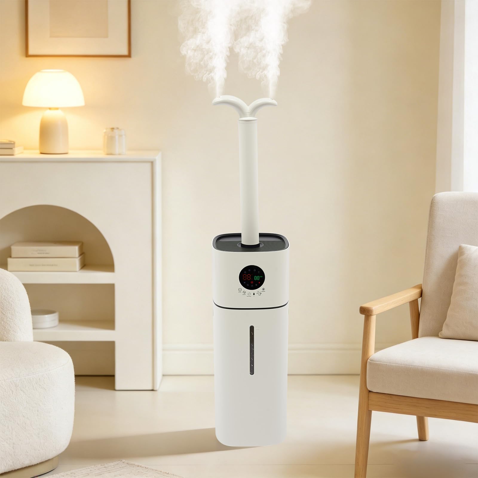 Nawilżacz powietrza 16 l, 56 W, oczyszczacz powietrza do dużych pomieszczeń, z wyświetlaczem LED i zegarem, duży nawilżacz powietrza 600 ml/h, regulowany oczyszczacz powietrza do sypialni, biura