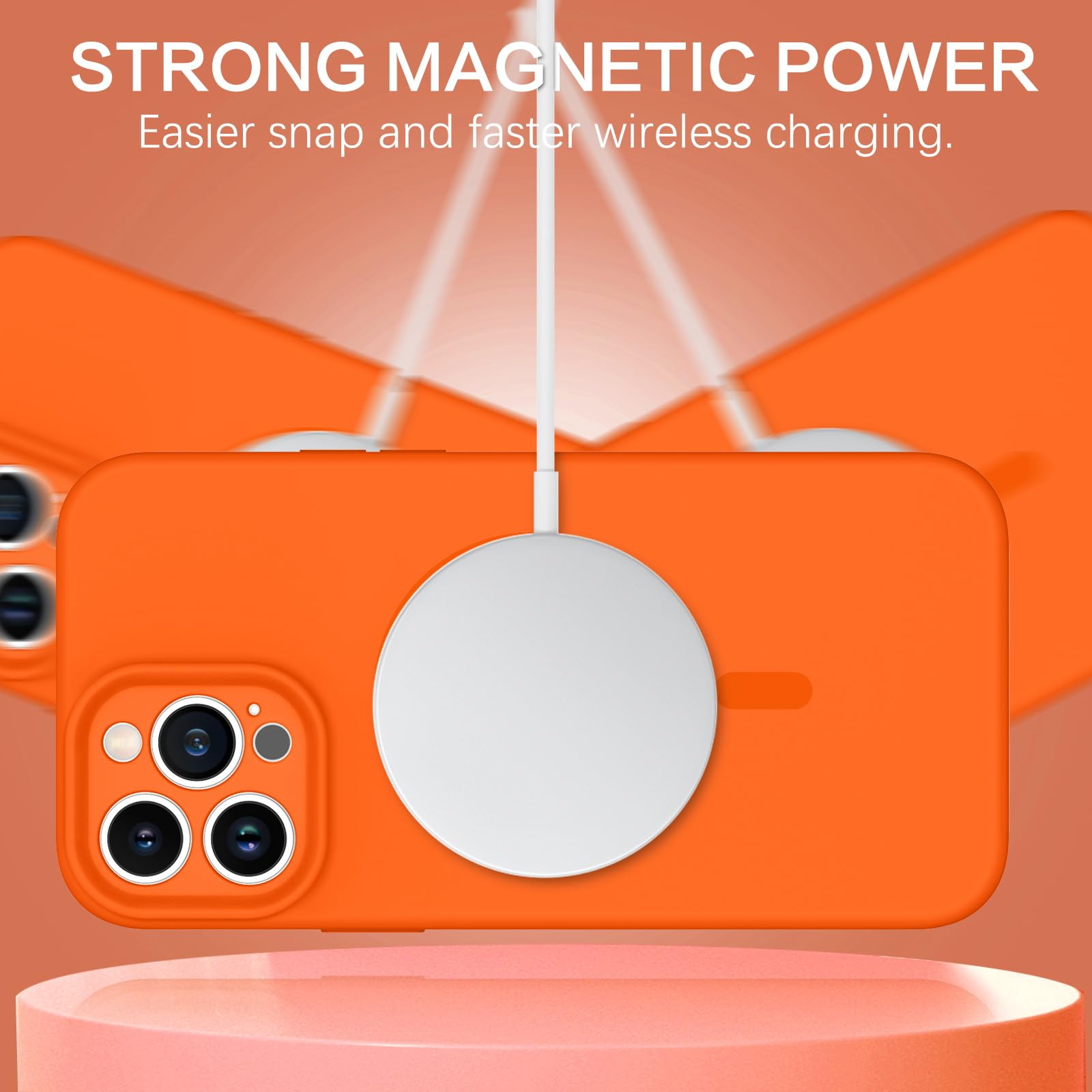 Mantto For IPhone 13 Pro Max, Liquid Silicone Flexible Slim Shockproof Phone Cover [Anti-Scratch] [Drop Protection][Compatible With MagSafe] Candy Pure Color For IPhone 13 Pro Max, Orange