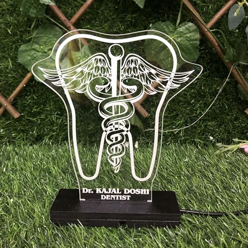 Image of DON'T JUDGE ME CUSTOMISED Doctor Lamp with Doctors Name and Design | Personalized Gift for Doctors (Warm White Color LED Light) (Dentist-1)