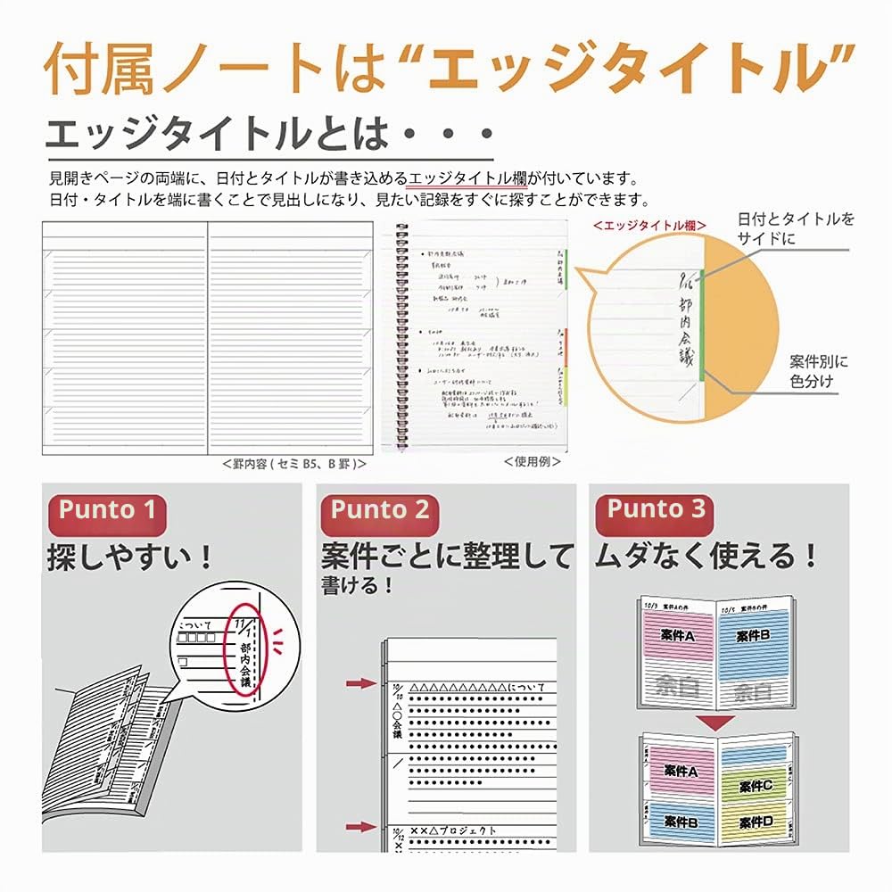 KOKUYO Systemic NO-V685B-D - Cuaderno de notas (A5, 6 mm, 28 líneas), color negro
