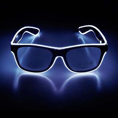 Miniatura 2 de Aquat Luces EL Wire Neón Rave Gafas de sol resplandor intermitentes LED Disfraces para fiesta, EDM, Halloween RB01