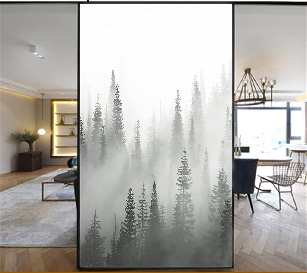 Dekorfolie Glasmalerei Fensterfolie Sichtschuzfolie Milchglasfolie Wald Statisch Haftend Privatsphäre Fensteraufkleber 80x200cm