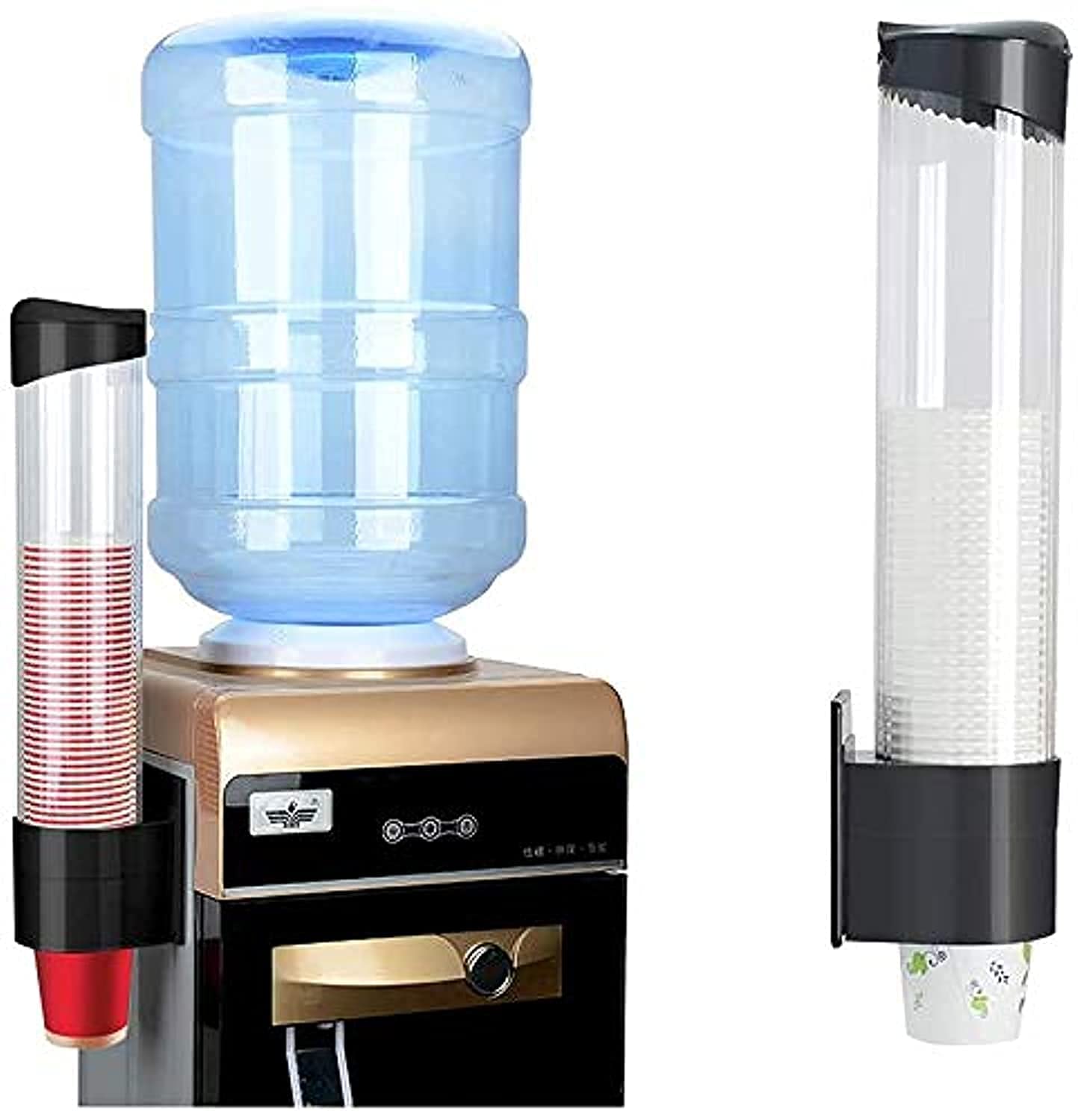 DELFINO Cup Dispenser Pull Type Paper Water Disposable Automatic Remover Cup Holder for Home, Office, Hospital, Master, Guest, Kids' Bathroom Vanity and Shower (Black, Medium)