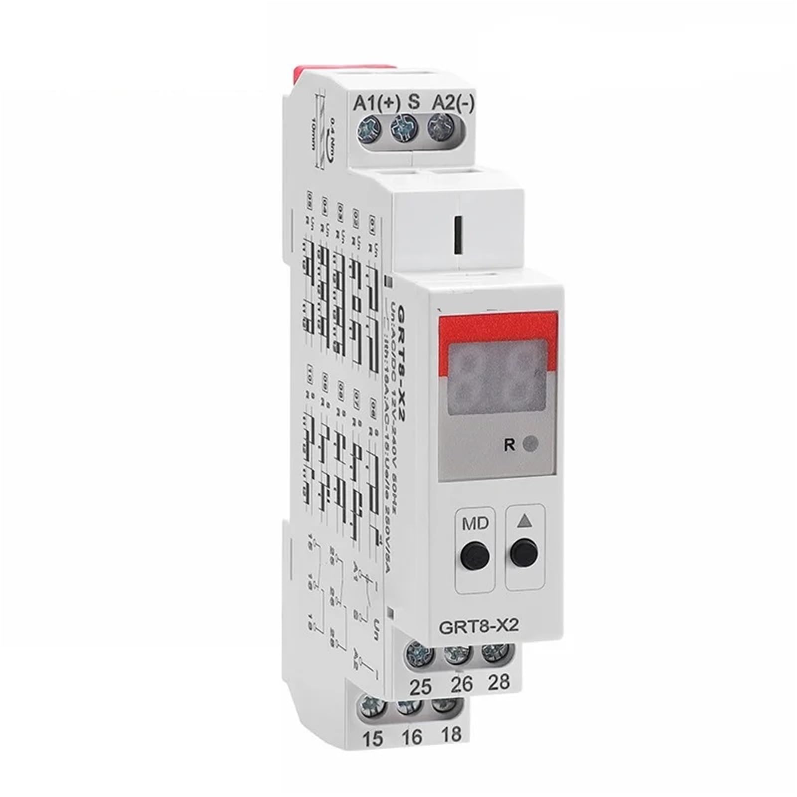 GRT8-X Digitalanzeige Multifunktions-Zeitrelais 16A mit 20 Funktionsauswahlen AC DC 1St(GRT8-X2 AC230V)