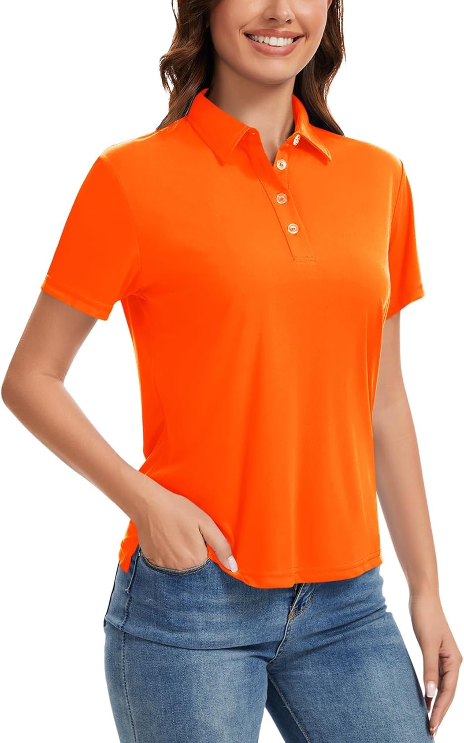 Women's Polo Shirts UPF 50+ Casual Work Quick Dry 4 Buttons Short Sleeve Collared Golf Shirt XS-4XL - Image 2