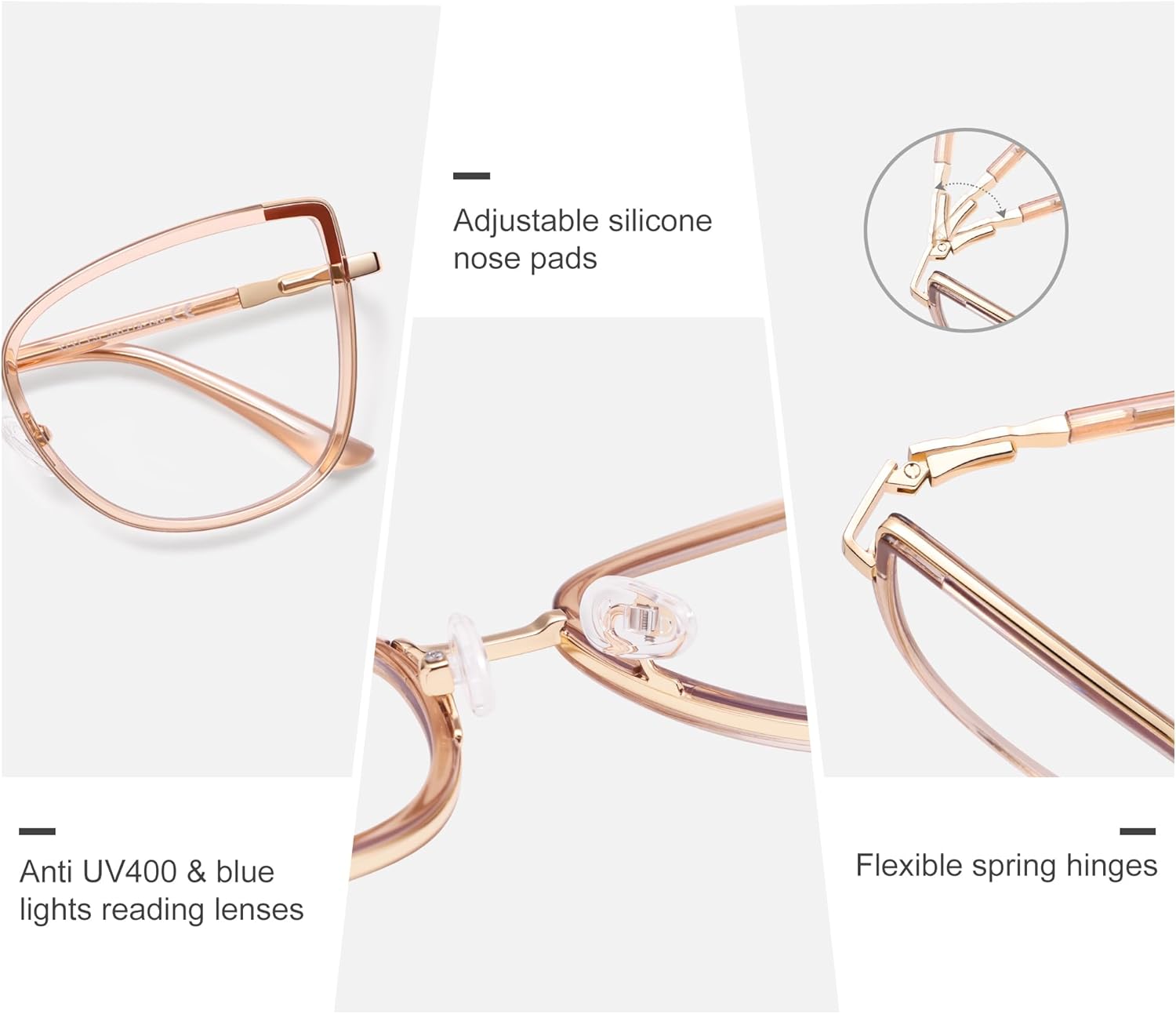 AMOMOMA Oversized Cateye Reading Glasses for Women Cute Stylish Blue Light Blocking Readers AM6215