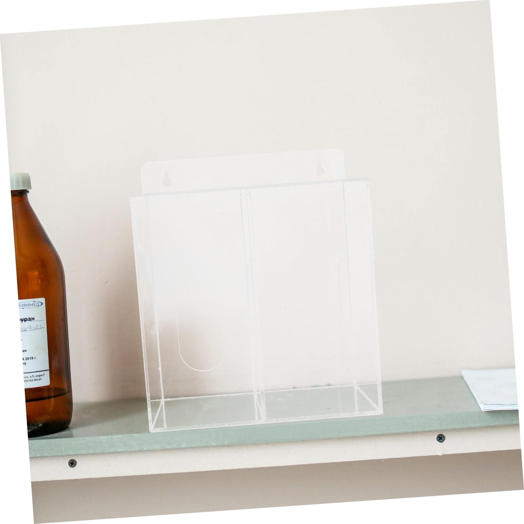 Zerodeko Dispenser per Guanti in Acrilico a Due Scomparti da Parete | Maschere e Guanti, Accesso Rapido in Laboratorio e Contesti Professionali, Contenitore Trasparente