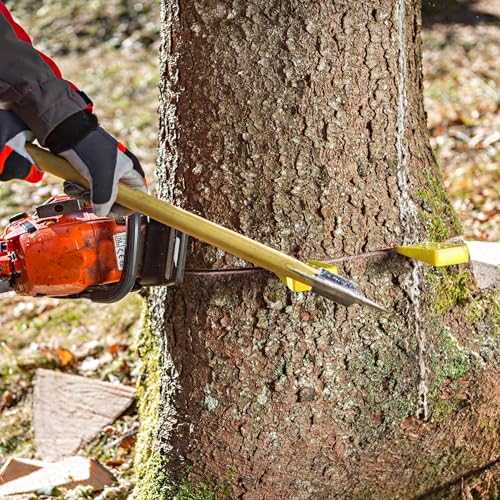 Foto von Relaxdays Fällkeil, 4er Set, 14 & 21 cm, Kunststoff, Keile mit Widerhaken, mechanische Forstkeile zum Baumfällen, gelb